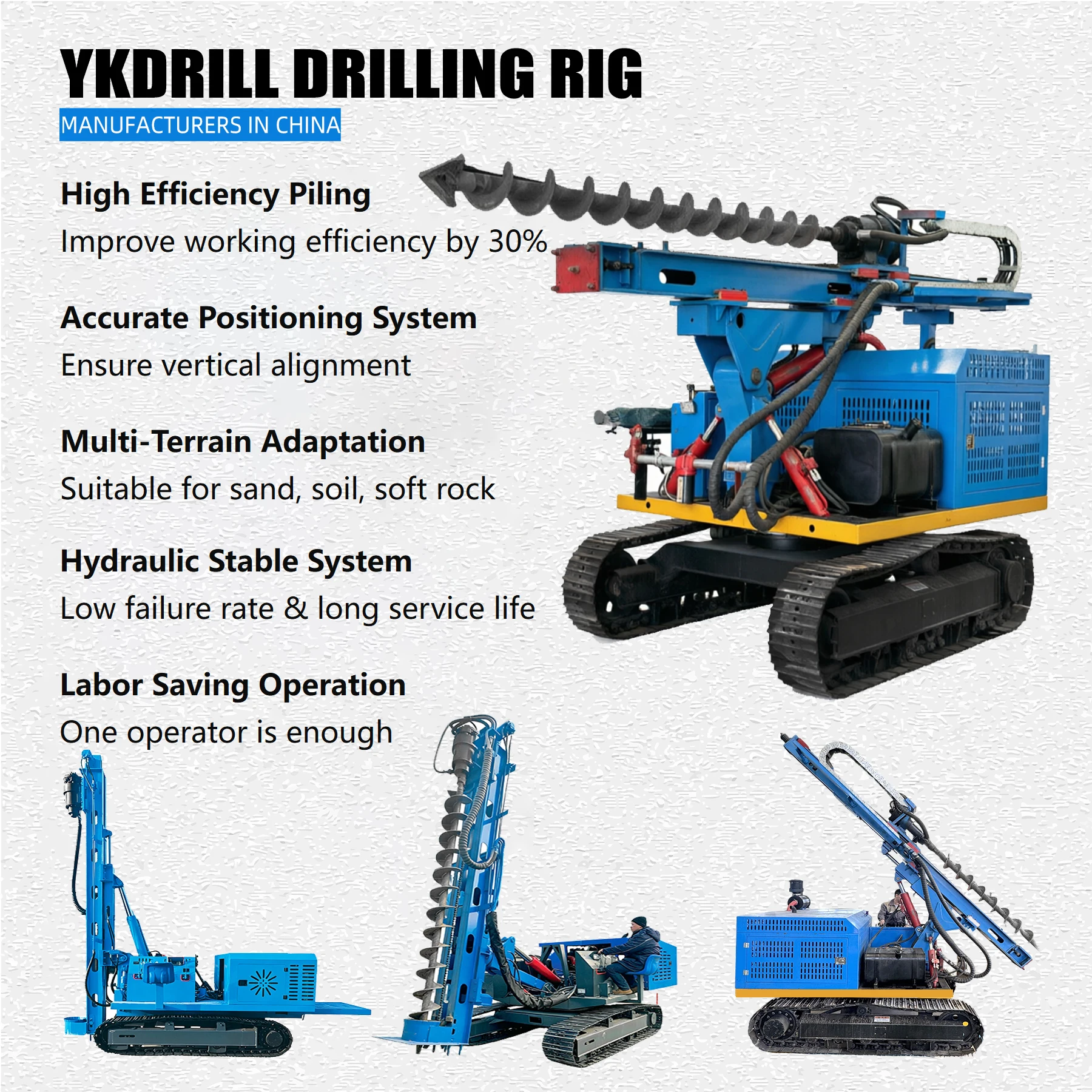 Customized Solar Pile Driver Machine for Middle East Desert Photovoltaic Solar Farm Installation Projects Track Type