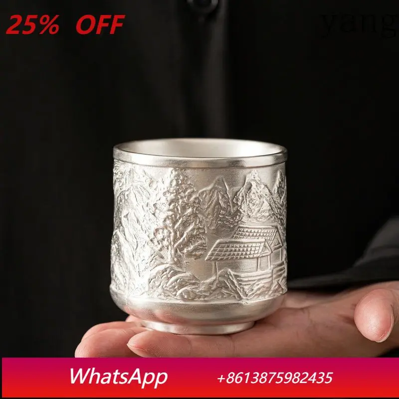 

Sterling silver master large single cup pure handmade silver high-end personal tea health single cup silver