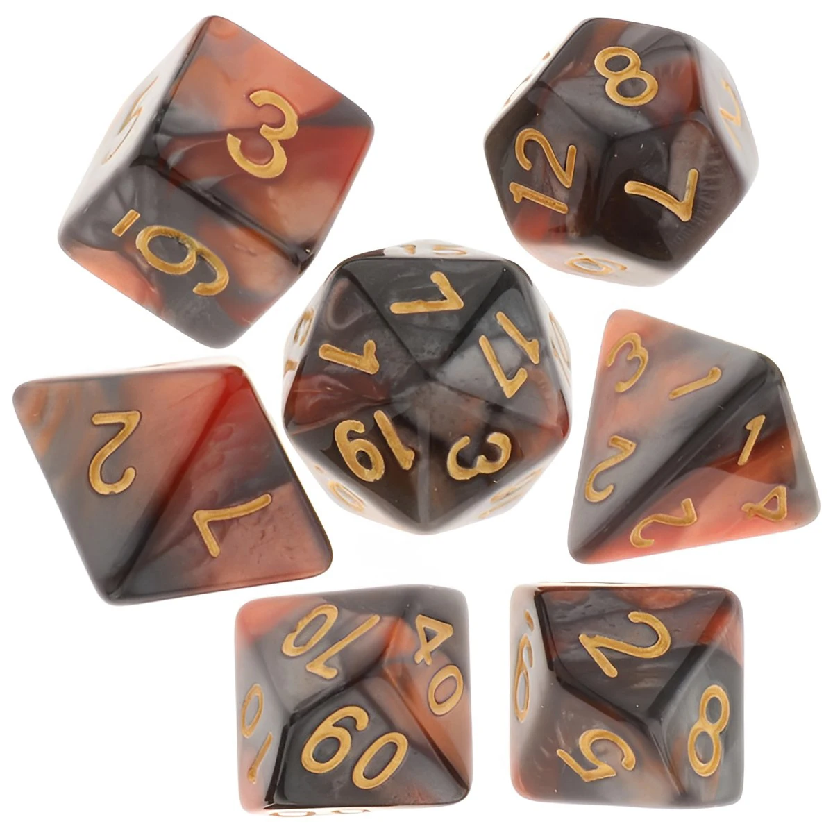 7pcs/set Colors Acrylic Polyhedral Dice Set D4 D6 D8 D10 D12 D20 7-Die Astrology Dice Props for DND Family Games Table Games