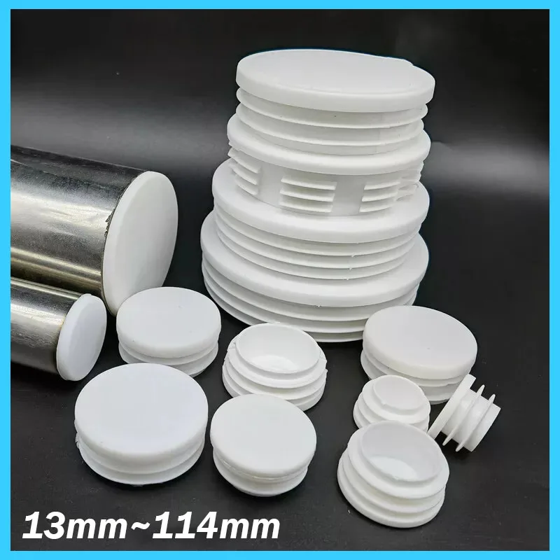 Image of 5 ~ 100 Stück 13 mm ~ 114 mm weiße runde Kunststoff-Endkappen Stuhlbeine Rohr Rohreinsätze Stecker Bung Staubschutz Möbelteile