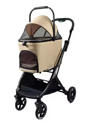 New breathable pet pushcart, fully foldable and detachable, suitable for outdoor use with cats, dogs and teddy bears.