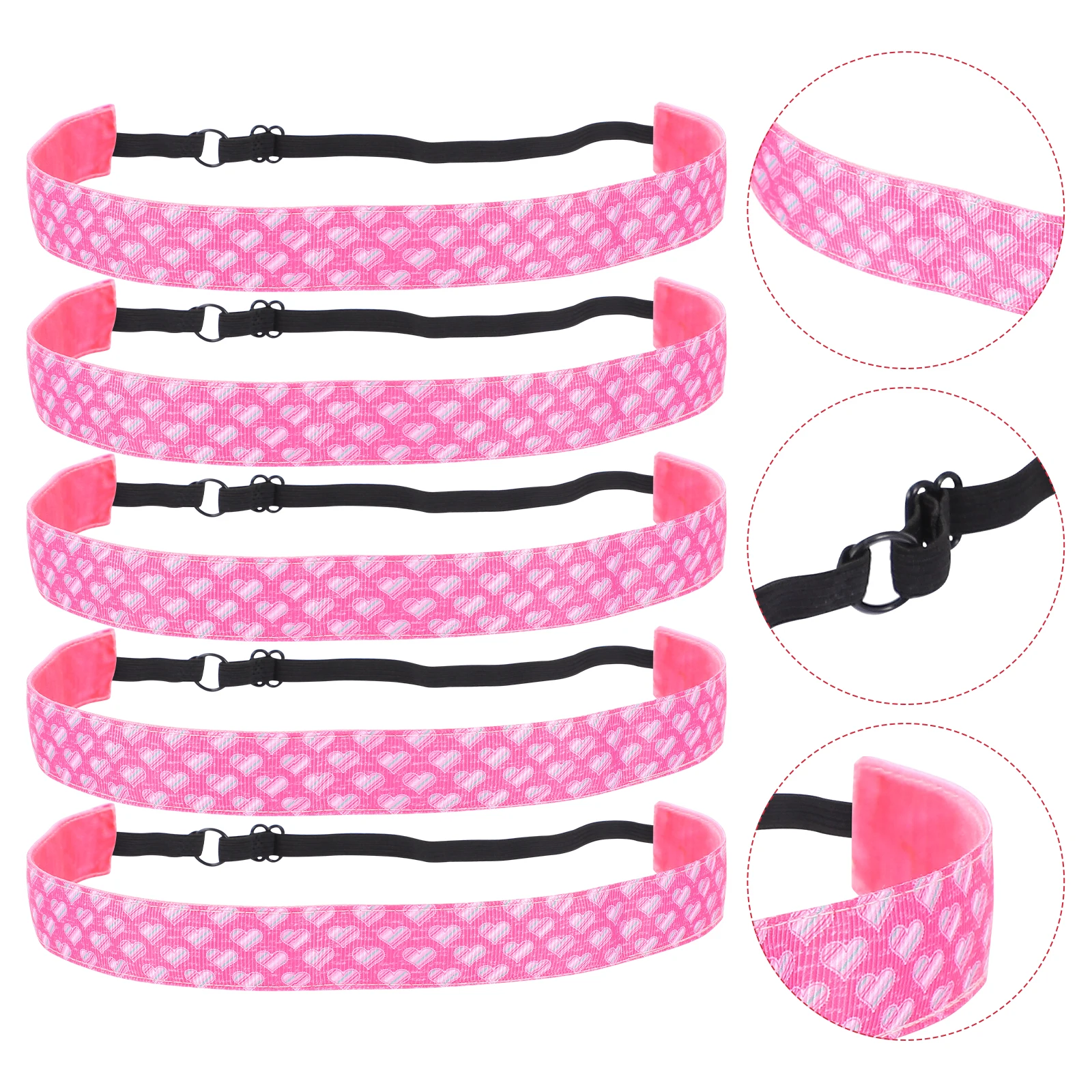 

5pcs Heart s Elastic Sweatb Sports Hair Accessories Sports Hair Accessories Headb Running Antiskid Absorbent