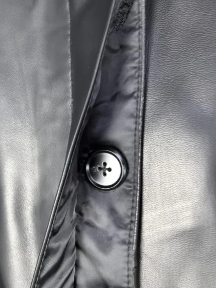 Women Genuine Leather Jacket Vintage Turndown Collar Real Sheepskin Black Short Coat Spring Single Breasted Casual Outerwear