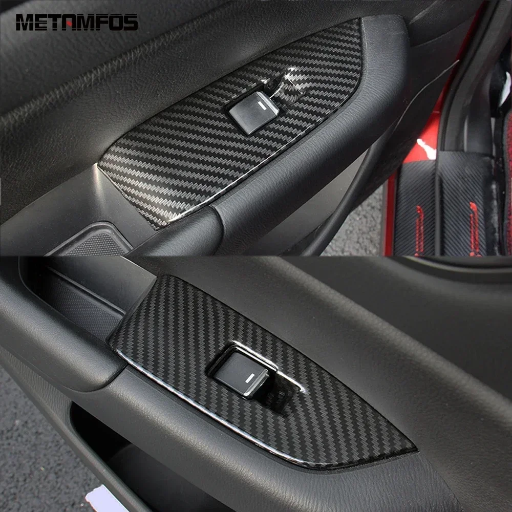 Car Accessories For Mazda CX-5 CX5 KF 2017-2023 2024 Interior Carbon Fiber Window Lift Switch Cover Trim Inside Armrest Frame