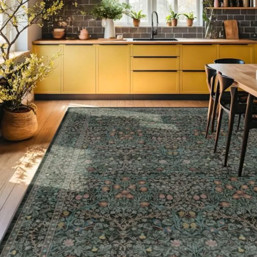 Washable Dark Green Rug for Living Room 9x12 Large Area Rug for Dining Room Under Table Bedroom Soft Low Pile NonSlip Stain Res