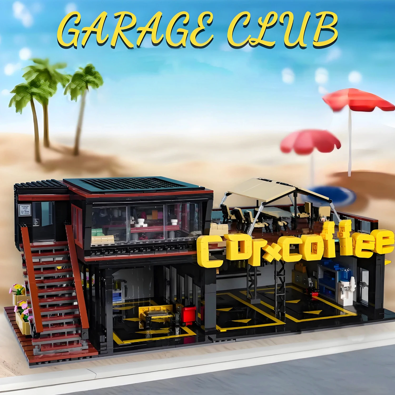 

Street View Series Coffee Car Club Building Block Classic City Coffee Shop Model Bricks Toys For Kid Birthday Gift MOC