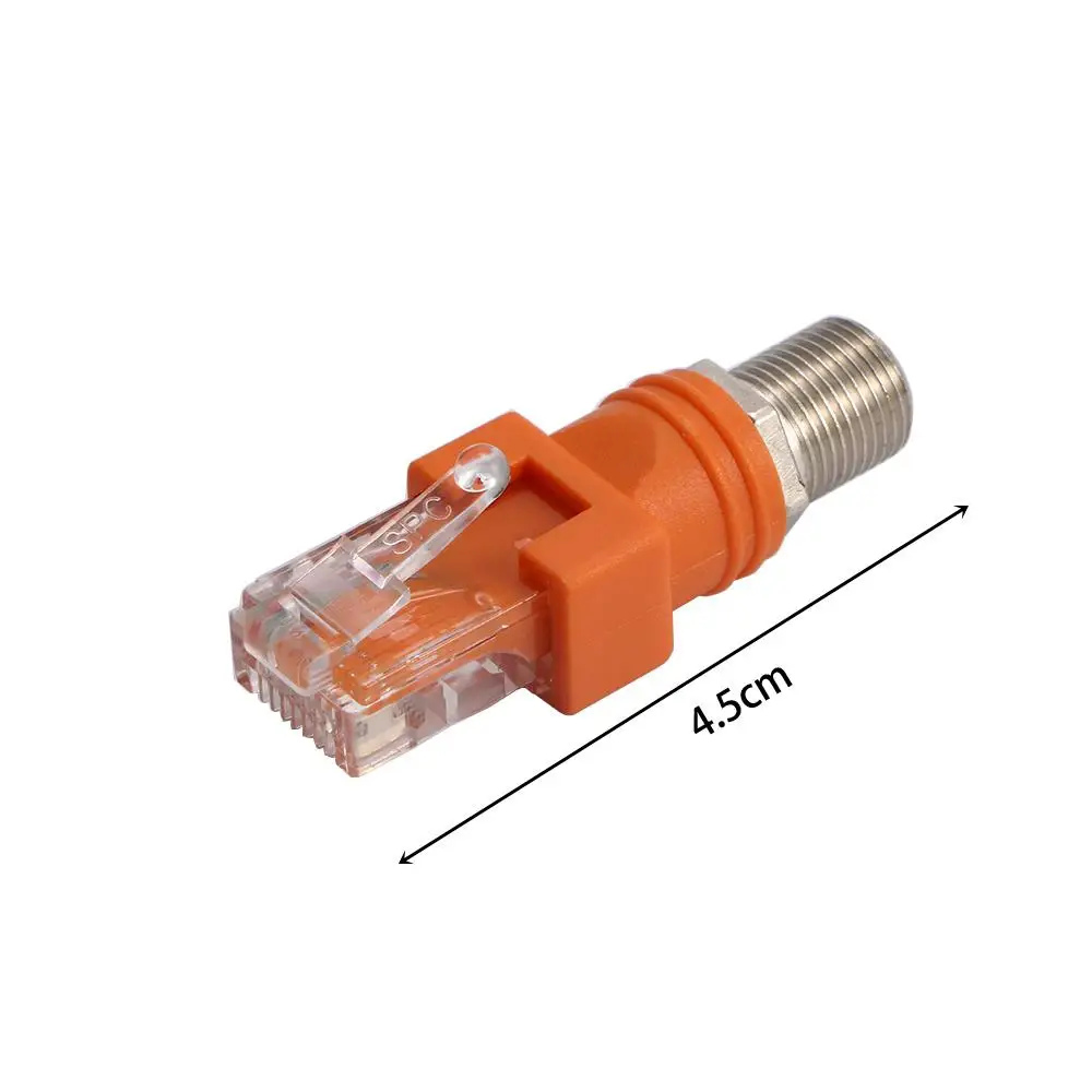 1Pc Orange RJ45 Zu RF Barrel Koppler Koaxial Coax Kabel Stecker F Buchse Auf RJ45 Stecker Konverter Adapter stecker