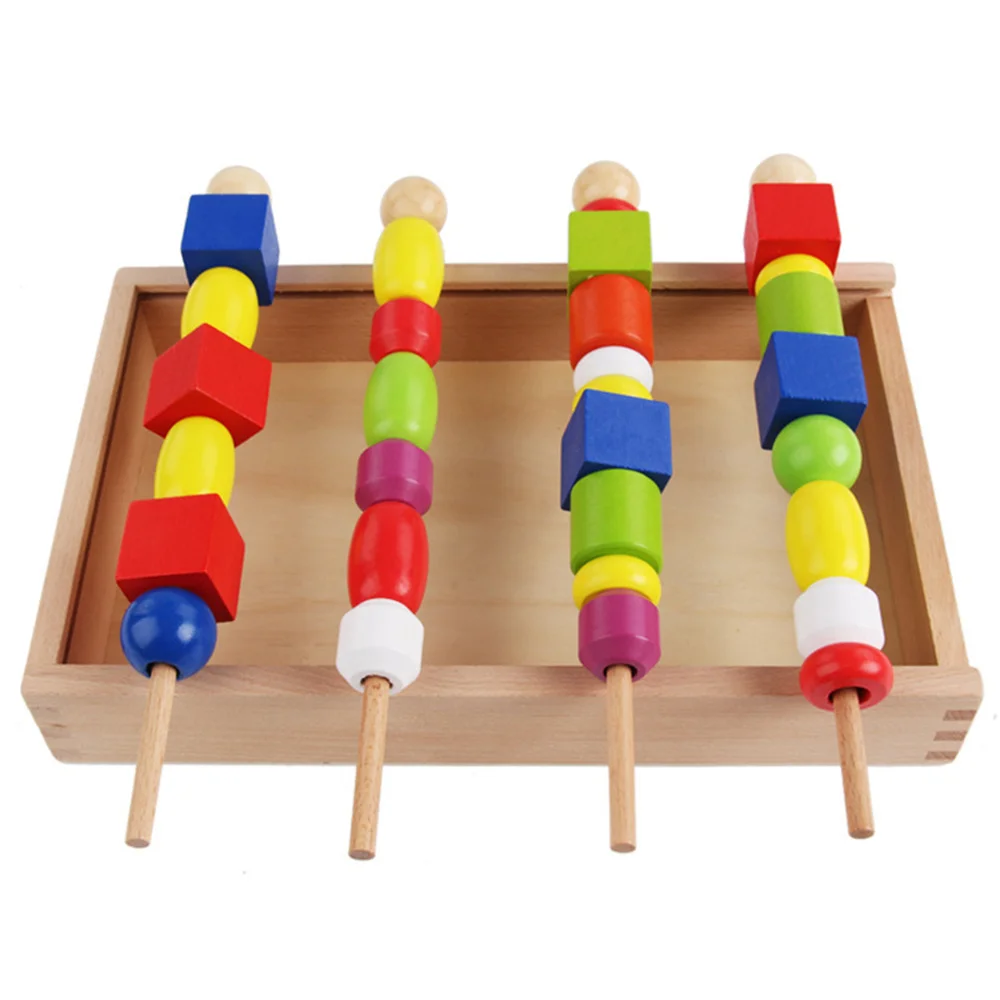 Kinder Puzzle Perlen Box Stick Threading Spiel Hand-Auge-Koordination Spielzeug
