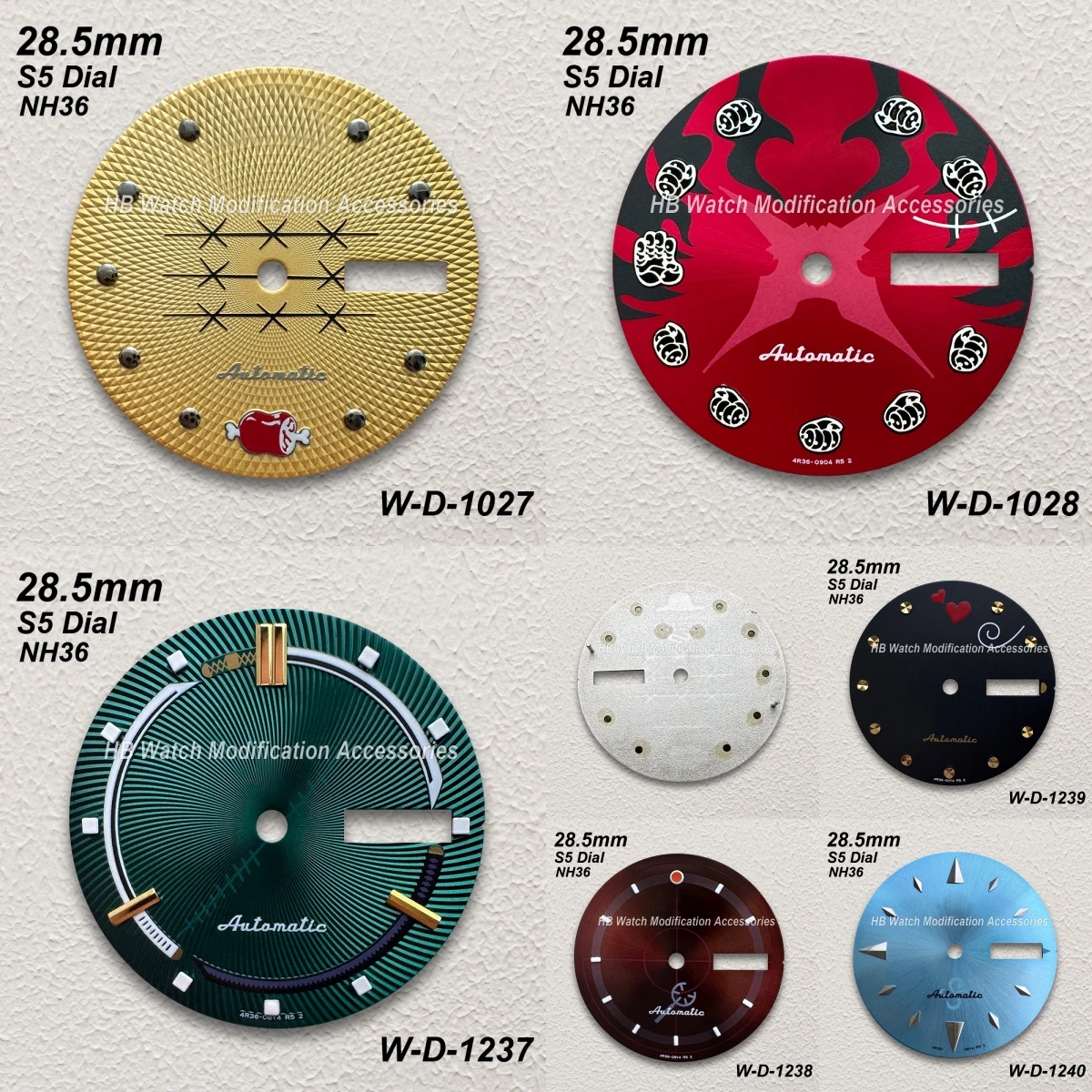 

28.5mm S 5 Logo Straw Hat Dial Suitable for NH36/4r36 Automatic Movement Dual Calendar Watch Modification Accessories