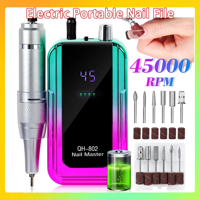 

Electric Nail Polish Remover Drill Sander Low Noise for Manicure 45000RPM Rechargeable Nail Drill Machine Laser Gradient Color