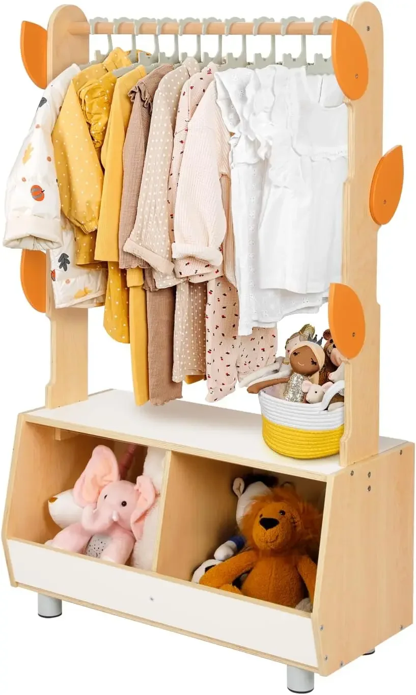 Kids Dress Up Rack, Dress Up Storage for Toddlers, Kids' Costume Organizer Center with Storage Cabinet, Suitable for Kids R