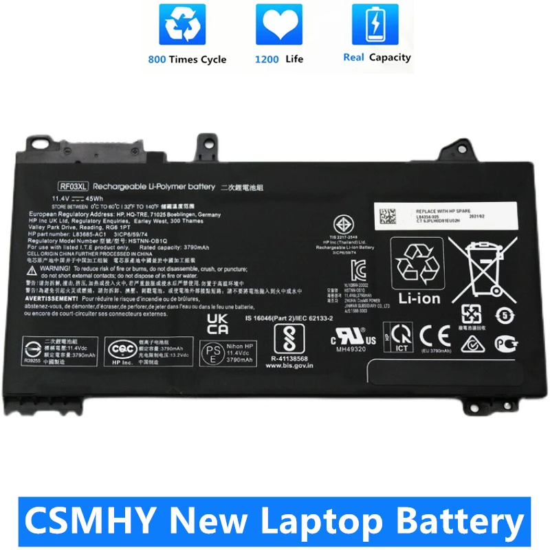 

CSMHY New RF03XL Laptop Battery For HP ZHAN 66 Pro 15 G3 14 G2 ProBook 430 440 445 450 455 G6 HSN-Q15C Q16 Q17 Q25 RE03XL OB1Q