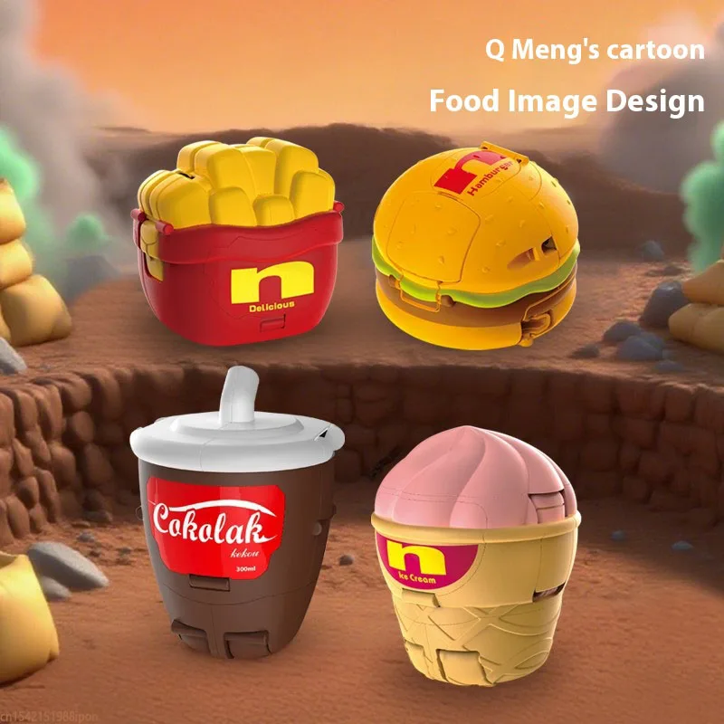 Nieuwe frietjes hamburgers cola modellen jongens shapeshifting speelgoed puzzel kinder diamant robots krijger kinderspeelgoed Kerstmis