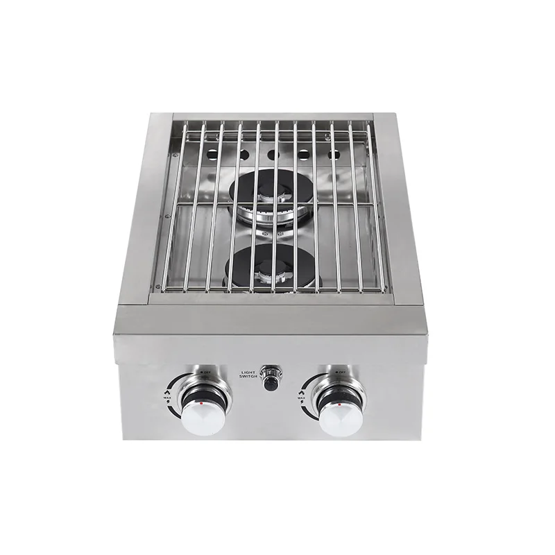 Outdoor Kitchen Cooking Barbeque Island Gas Stainless Steel 304 BBQ Double Side Burner Grill