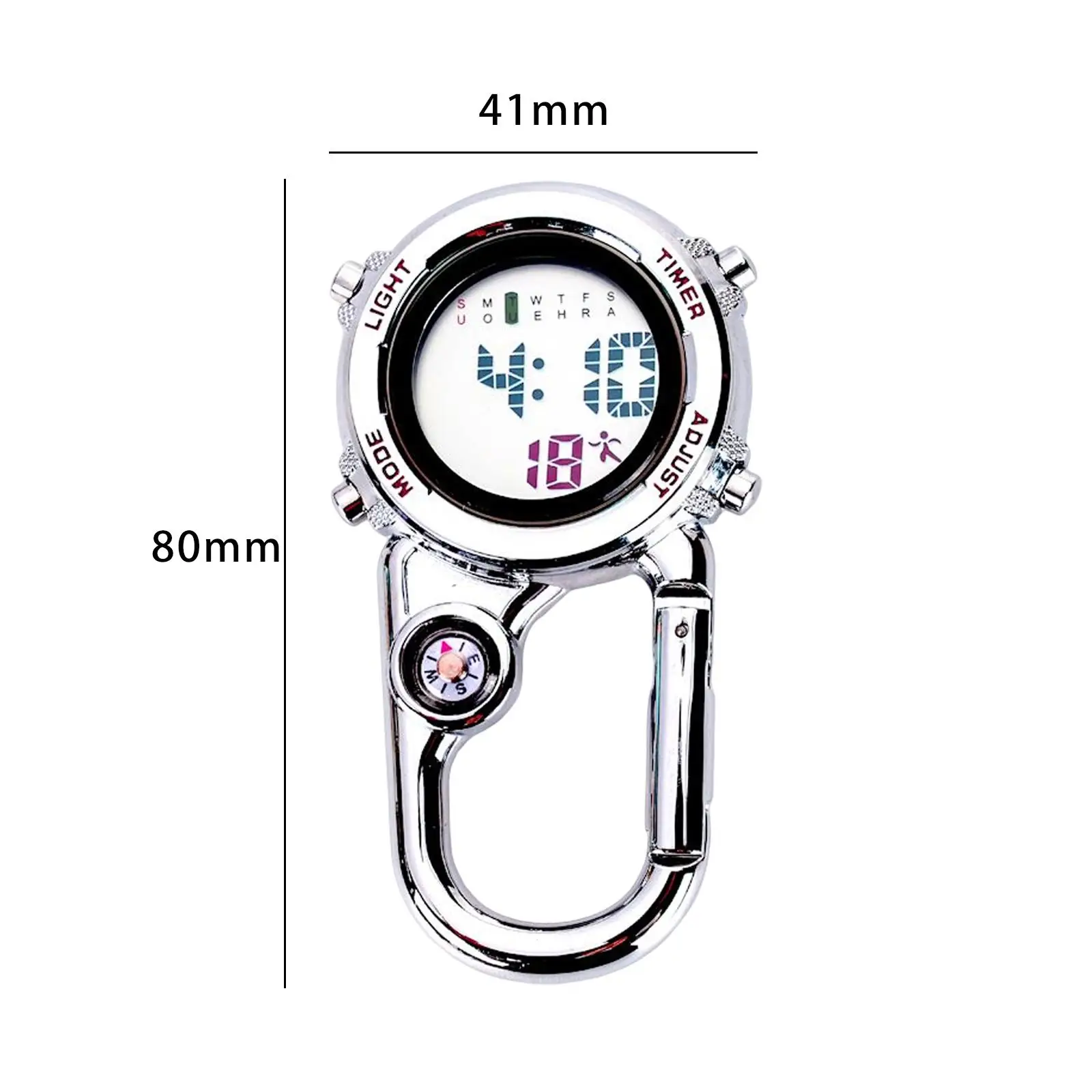 ساعة جيب بمشبك على حلقة تسلق للجنسين، قرص أبيض للطهاة #6