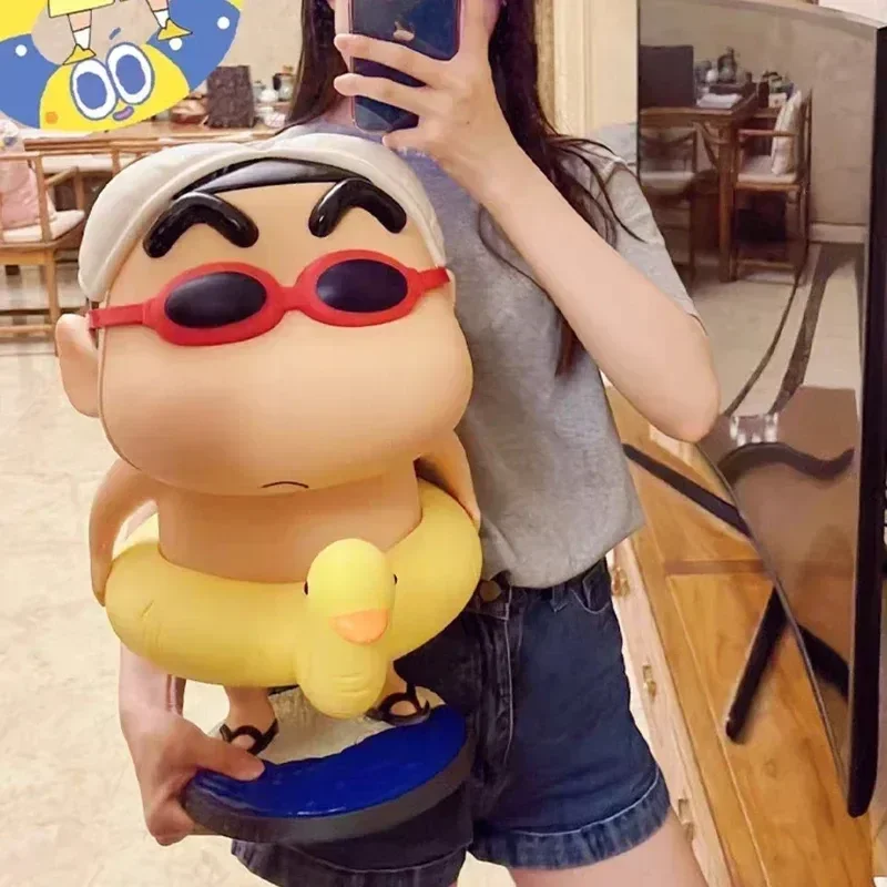 Crayon Shin-Chan Large Size Figure Summer Swim Ring Shinnosuke Nohara Action Figurine Anime Pvc Model Doll Statue Kids Toy Gift