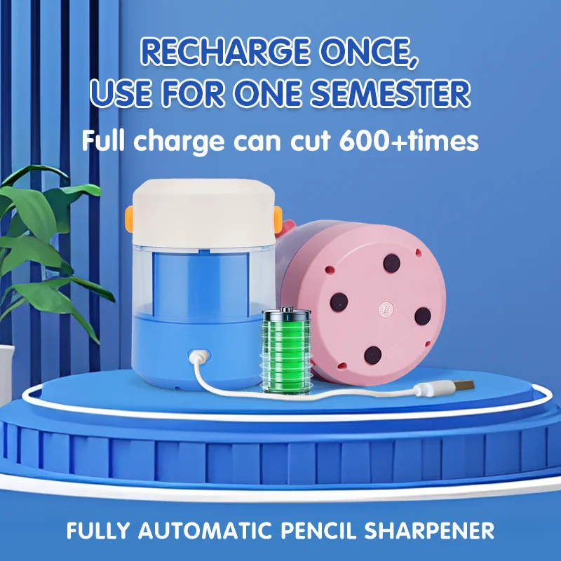 Fully Automatic Pencil Sharpener, Auto in & Out, Rechargeable Hands-Free Electric Pencil Sharpener for Colored Pencils 6.9-8mm