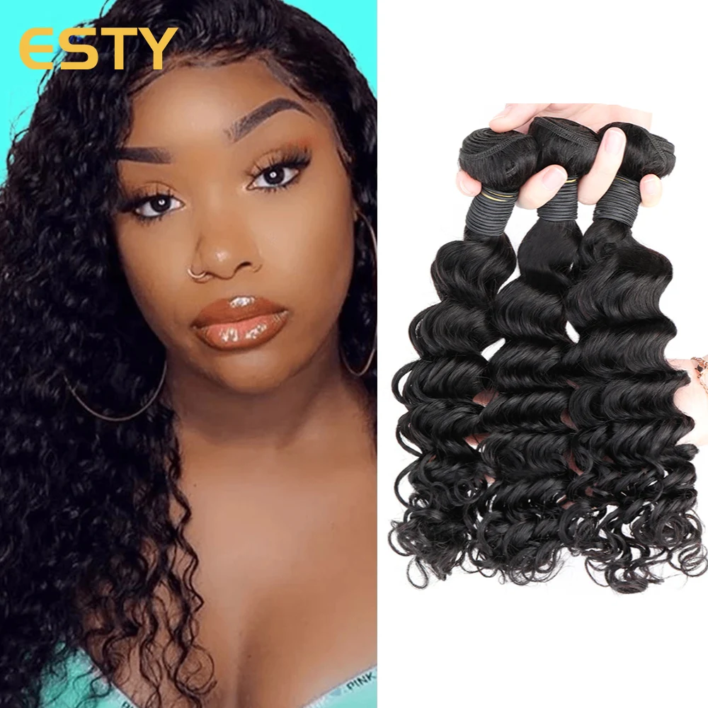 

Esty 3 Pcs/lot Deep Wave Bundles Remy Brazilian Hair Weave Bundles Natural Color Bundles 100% Human Hair Extensions for Women