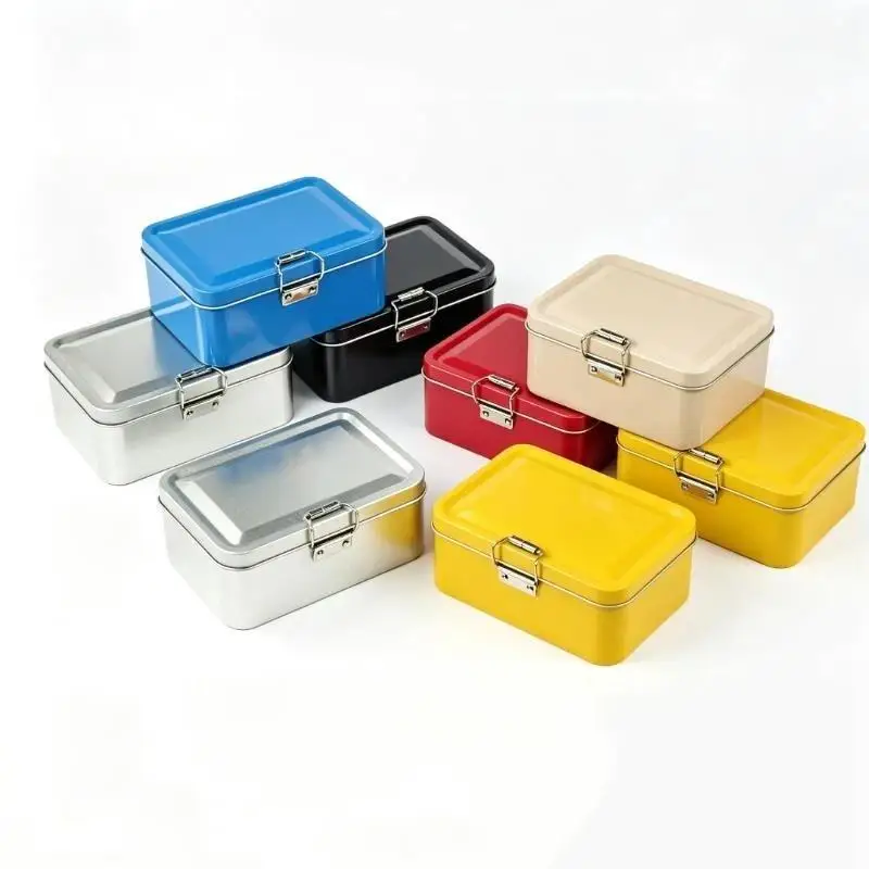 Flip Cover Buckle Iron Box Solid Color With Lid Multifunctional Fishing Craft Storage Tin Metal Fishhook Organizer Case