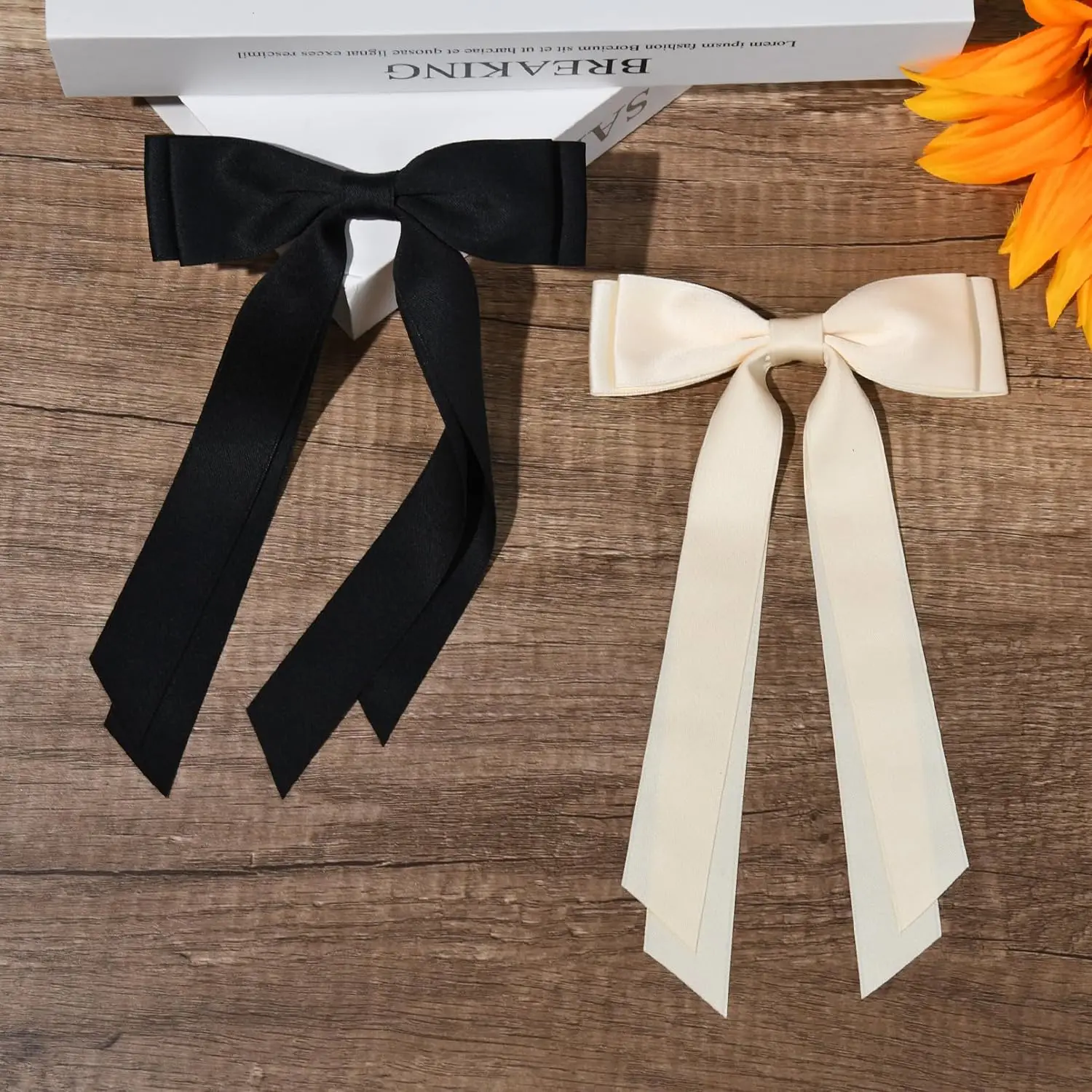 2Pcs Ribbon Tassel Bow Hair Clips for Women Elegant Satin Long Tassel Hairpins Barrettes Girls Fashion Hair Accessories Gift