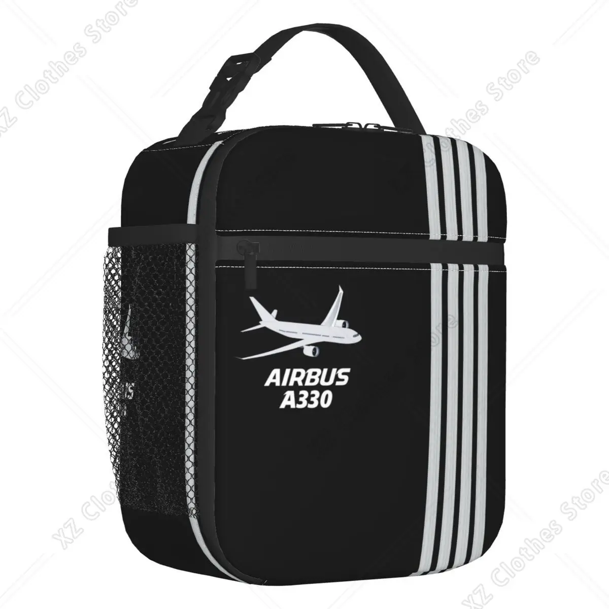 Airbus A330 Captain Stripes Portable Lunch Box Leakproof Pilot Aviation Airplane Cooler Thermal Food Insulated Lunch Bag School