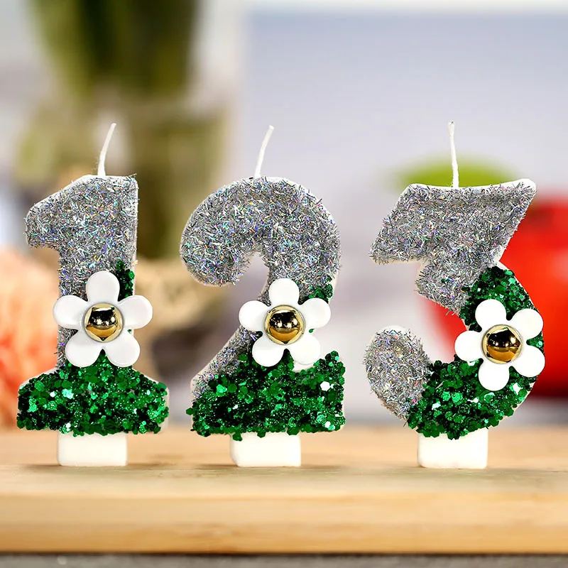 

Birthday Candle Cake Topper Creative Number 0-9 Candle Cute White Flowers Digital Candle Birthday Wedding Party Birthday Decor