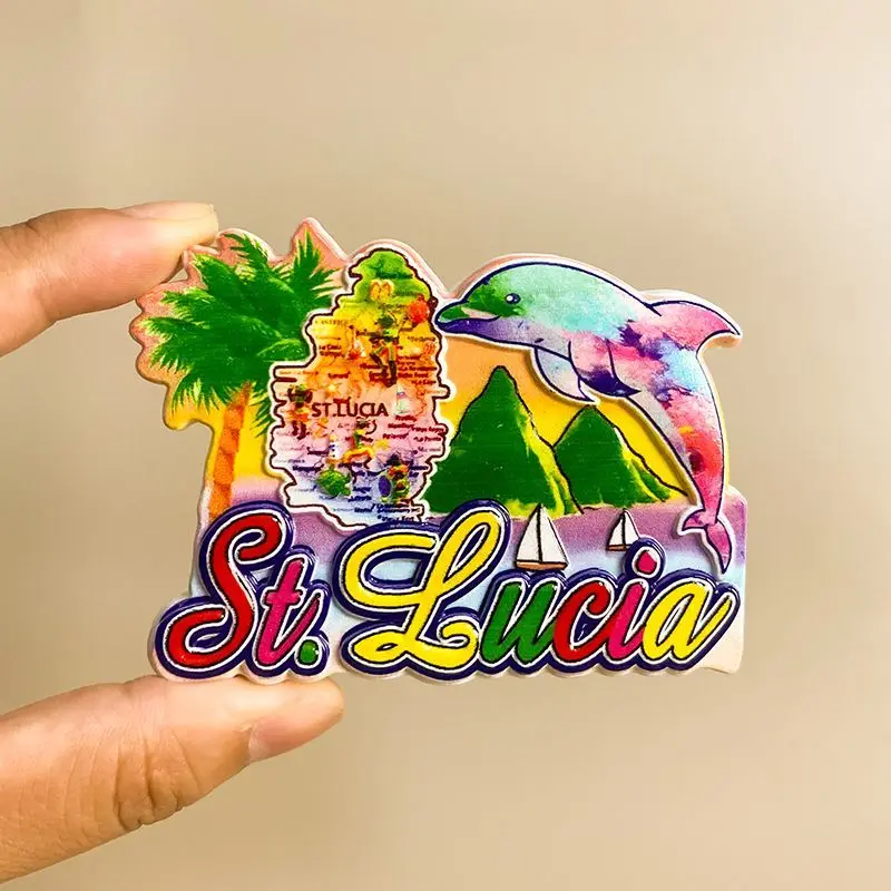 

St. Lucia Pitons Landmark 3D Resin Fridge Magnet - Cute Refrigerator Magnets for Home Decor Items, Imanes para Nevera Souvenir