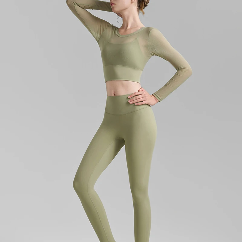 

Yoga Suit 2PCS Yoga Clothes Women Quick-Drying Gym Set Women Yoga Long sleeves Running Workout Sports Suit Yoga Pants T-Shirt