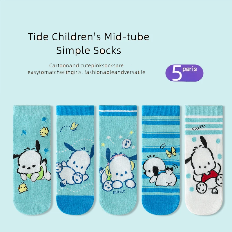 Sanrio Nette Cinnamoroll Mädchen Socken Herbst Neue Ankunft Kuromi kinder Socken Koreanischen Stil Baby Mid-Kalb Socken