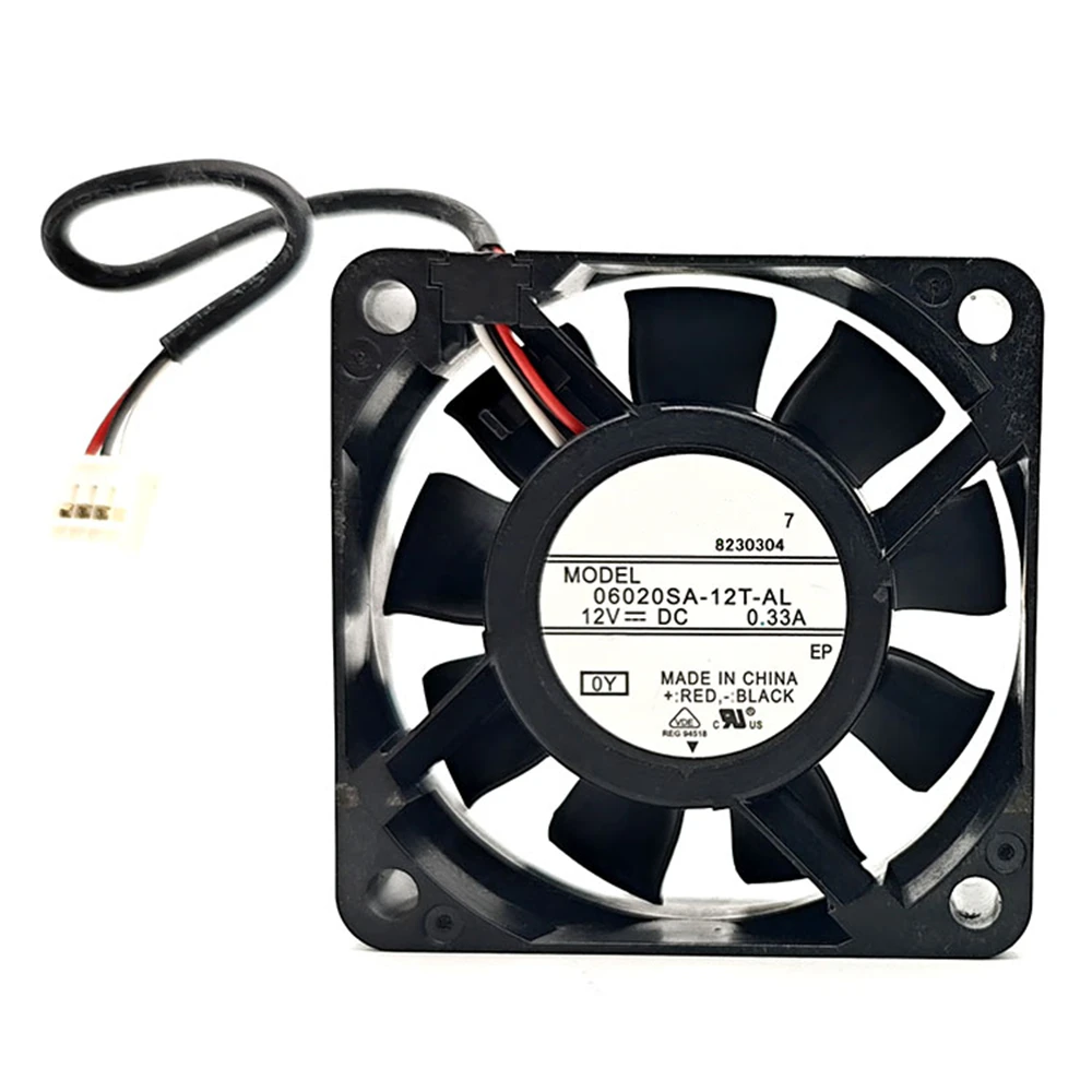 Cooling Fan 06020SA-12T-AL DC 12V 0.33A 6400RPM Double ball bearings 6020 60x60x20mm 3-Wire 3-Pin connector KF2510