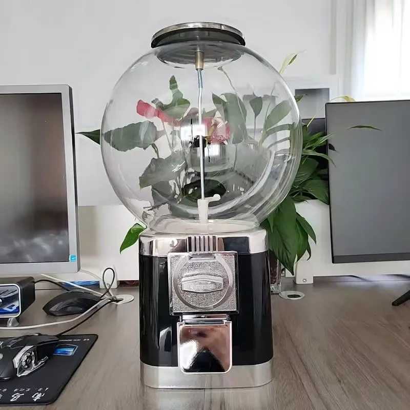 Transparent Acrylic Cylinder Candy Vending Machine Gumball Dispenser with Token Payment System for Home or Commercial Use