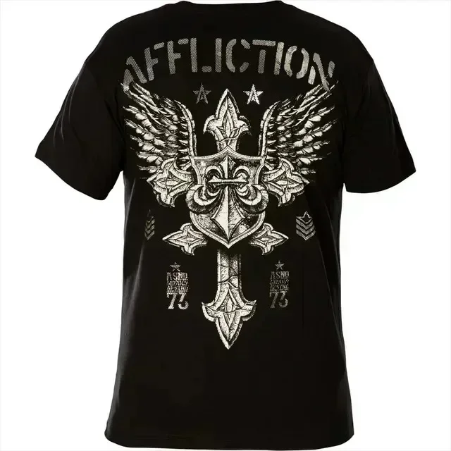 

Винтажный стиль Archaic By Affliction Футболка с принтом Colisson 3D МужчиныЖенщины Трендовая футболка Модный топ с коротким рукавом Y2k Крутая мужская одежда