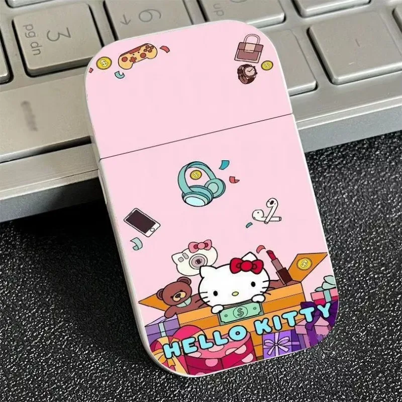 

Kawaii Hello Kitty Lighter Anime Cartoon Creative Pink Fame Windproof Sanrio Gas Lighters Festival Valentine's Day Girls Gift