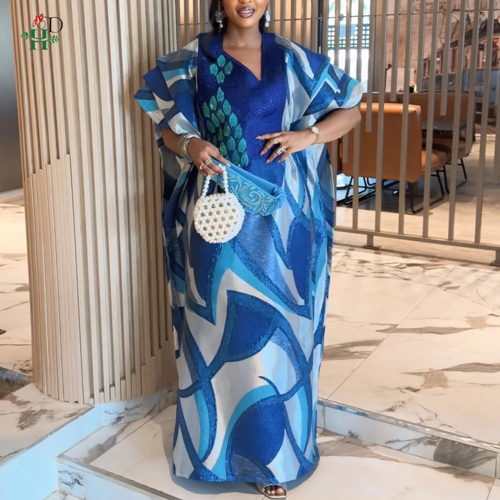 

African Dresses for Woman Summer Boubou Africain Femme Africa Clothing Dashiki Outfits Gown Robe Africaine Muslim Kaftan Dress