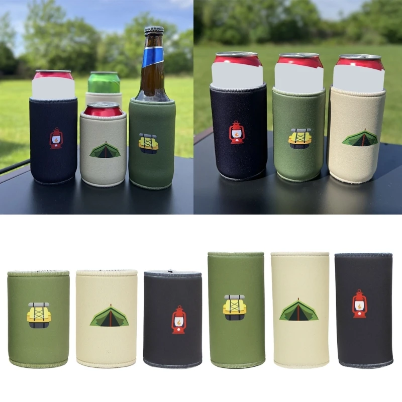 Outdoor Camping Can Cover Insulated Can Coolers Sleeves Light Weight Beer Sleeves Bottle Holder Nonslip Drinks Can Cover