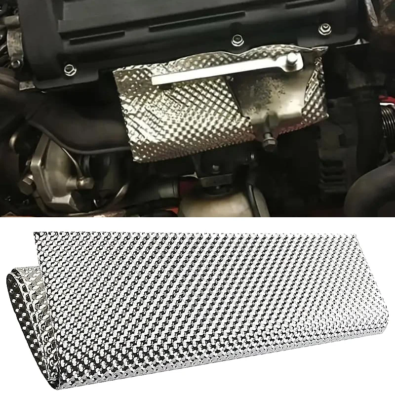 Protector térmico de escape de 30x50cm, colector de escape de aluminio en relieve, colector Turbo, accesorios para coches eléctricos