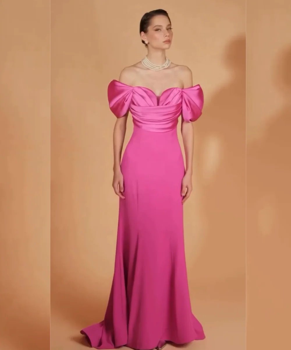 

Customized High Quality Jersey Pleat Trumpet Off-the-shoulder Long Celebrity Luxury Intricate Exquisite Formal