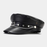 Fashion PU Leather Beret Vintage England Flat Newsboy Caps Outdoor Casual Army Cap