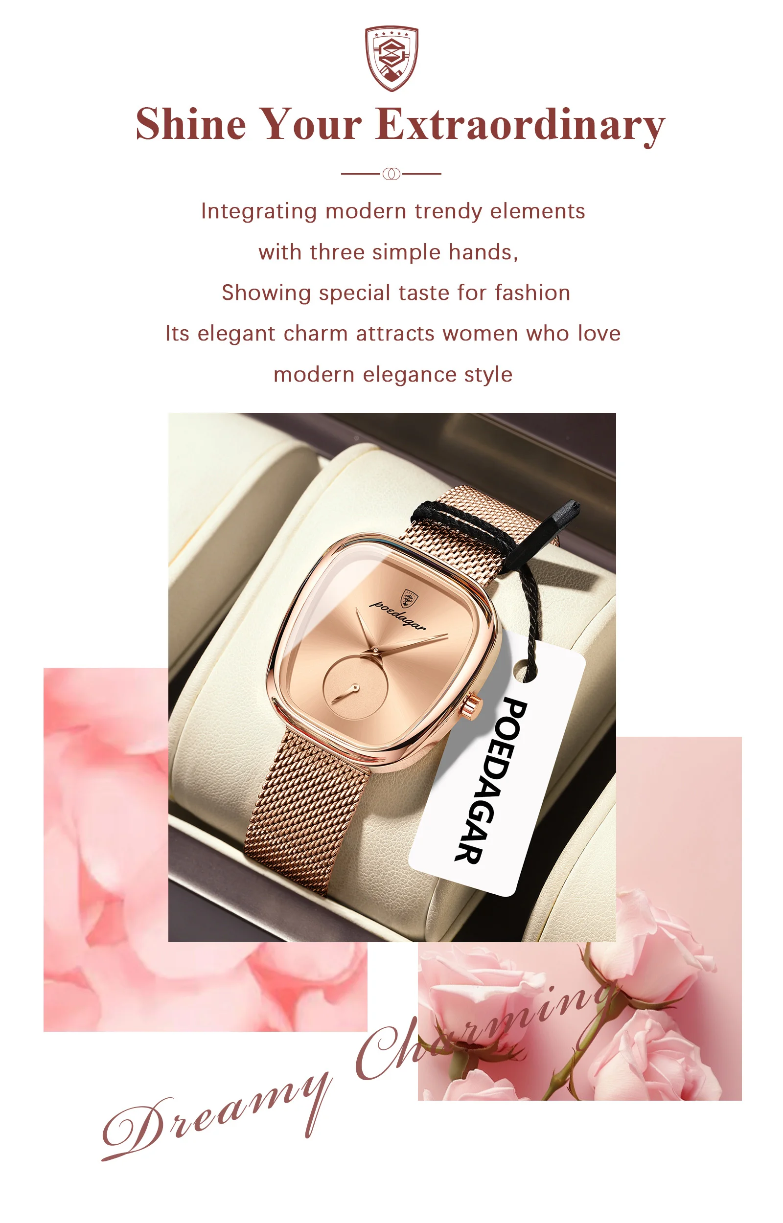POEDAGAR Luxus Marke Frau Uhr Wasserdichte Edelstahl Mesh frauen Uhren Mode Elegante Quarz Damen Armbanduhr Reloj – Detail 3