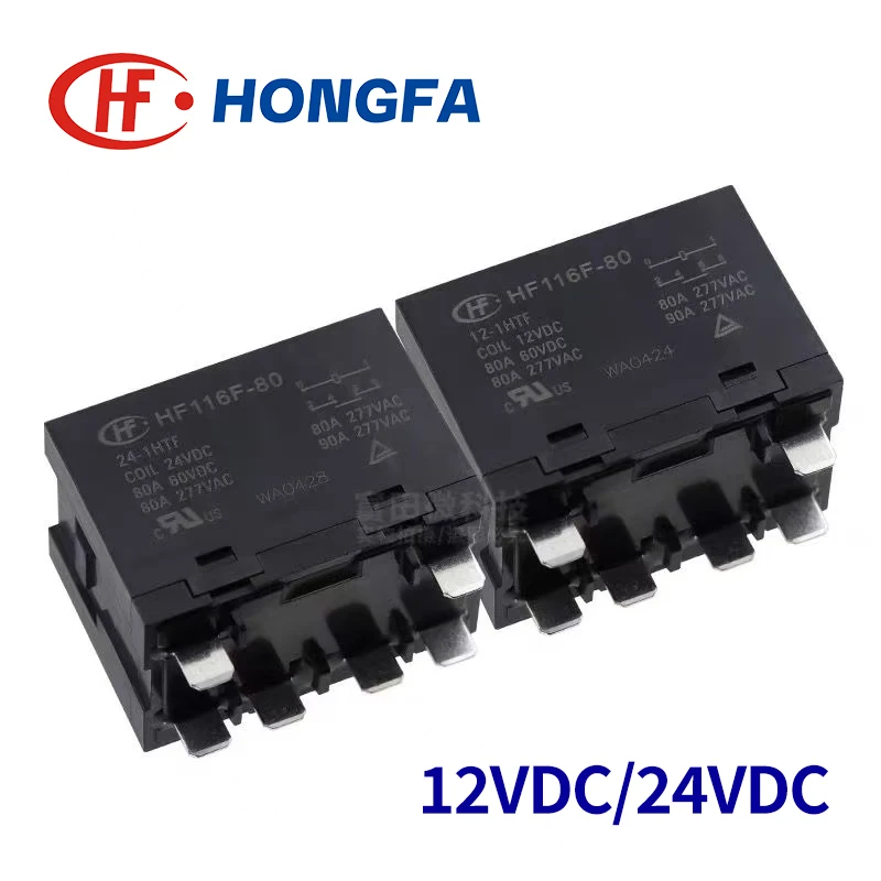 1Pcs HONGFA Relay HF116F-80-12-1HTF HF116F-80-24-1HTF 6Pin 80A 12V 24V Power Relay