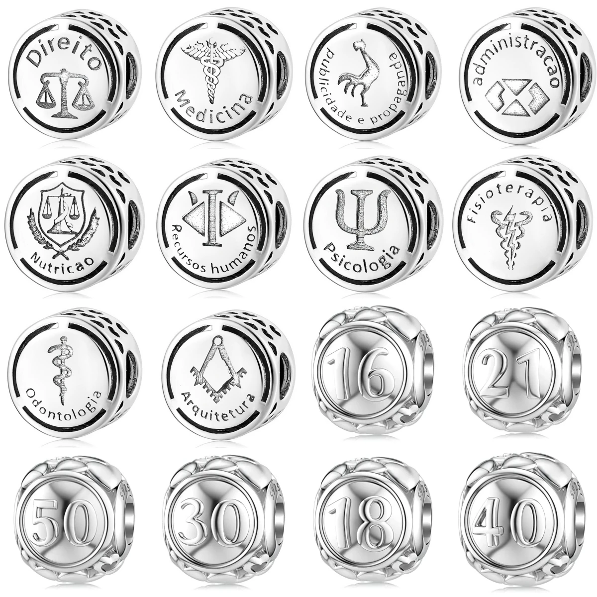 

New 925 Sterling Silver Charm Fit Original Bracelet Accessories Women Jewelry Number Occupation