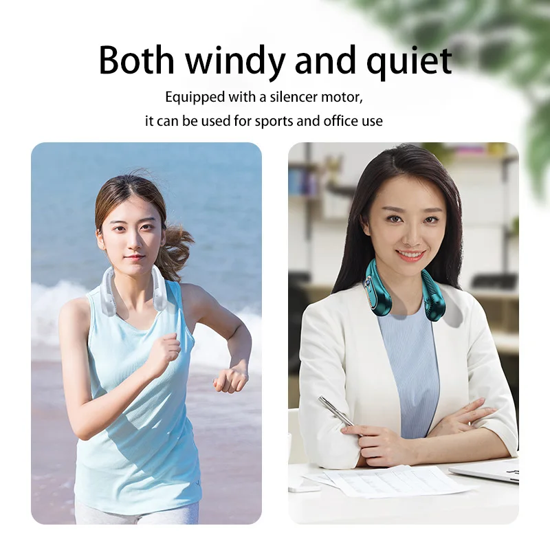 Xiaomi-ventilador portátil para colgar en el cuello, Enfriador de aire de verano, USB, 5 velocidades y pantallas digitales, súper tecnología sin