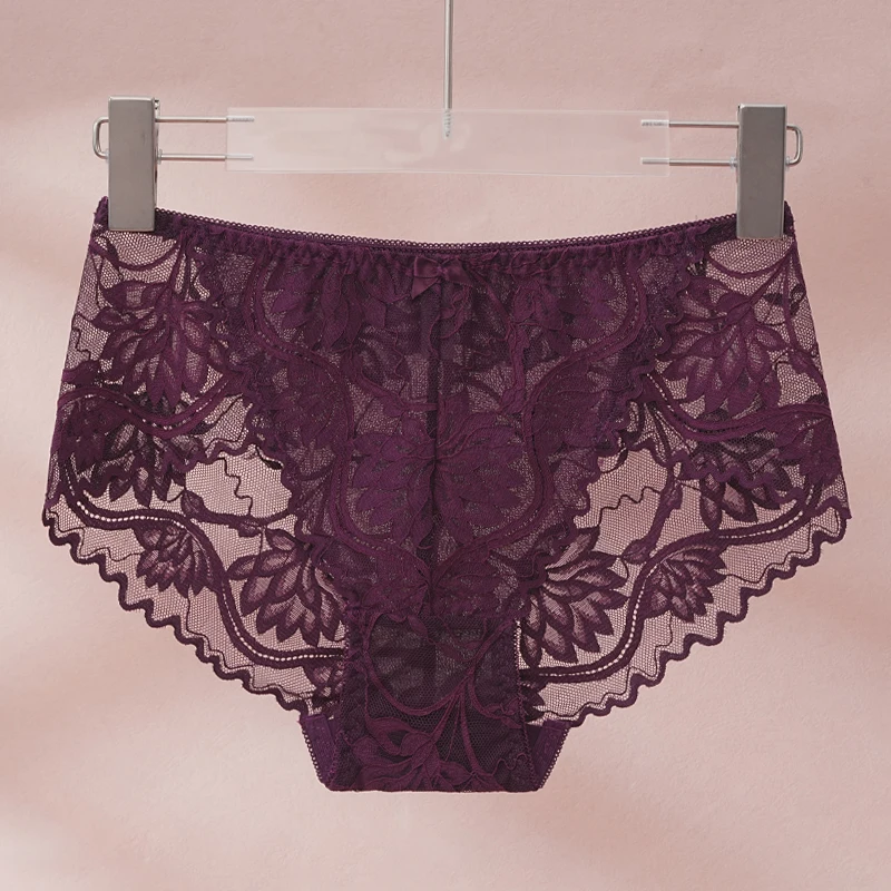 Frauen Floral Spitze Unterwäsche Sexy Aushöhlen Hochwertige Höschen Niedrige Taille Perspektive Briefs Mädchen Atmungsaktive Casual Dessous