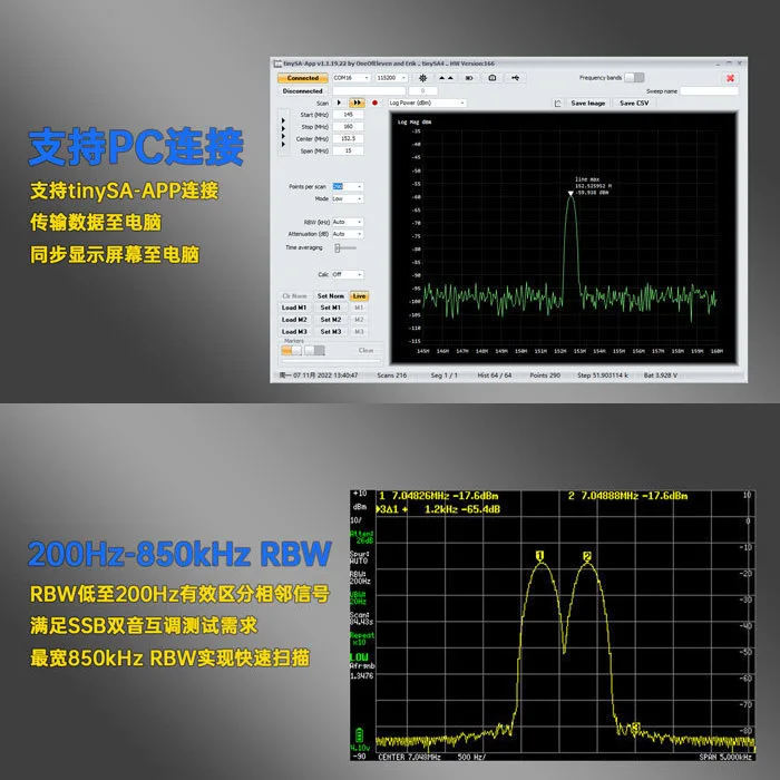 tinySA ULTRA Handheld Spectrum Analyzer 4 "Touch Screen 100k-5.3GHz