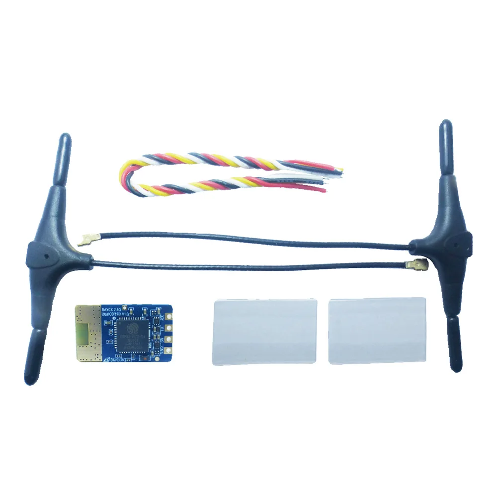 BAYCK Ricevitore dual-core ELRS 2.4G, ExpressLRS RX con doppi antenne di tipo T da 90/150 mm, ideale per droni FPV Freestyle e Racing