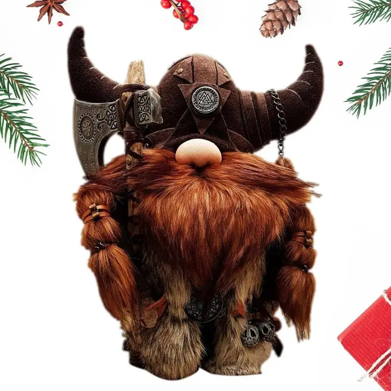 Viking Gnomes Durable And Reusable Resin Tabletop Statue Decor Plush Gnome Doll Decoration For Fireplace Christmas Tree