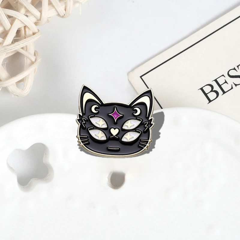 Witch Cats Enamel Pins Custom Black Kitten Spell Book Magic Potion Brooches Lapel Badges Gothic Animal Jewelry Gift for Friends