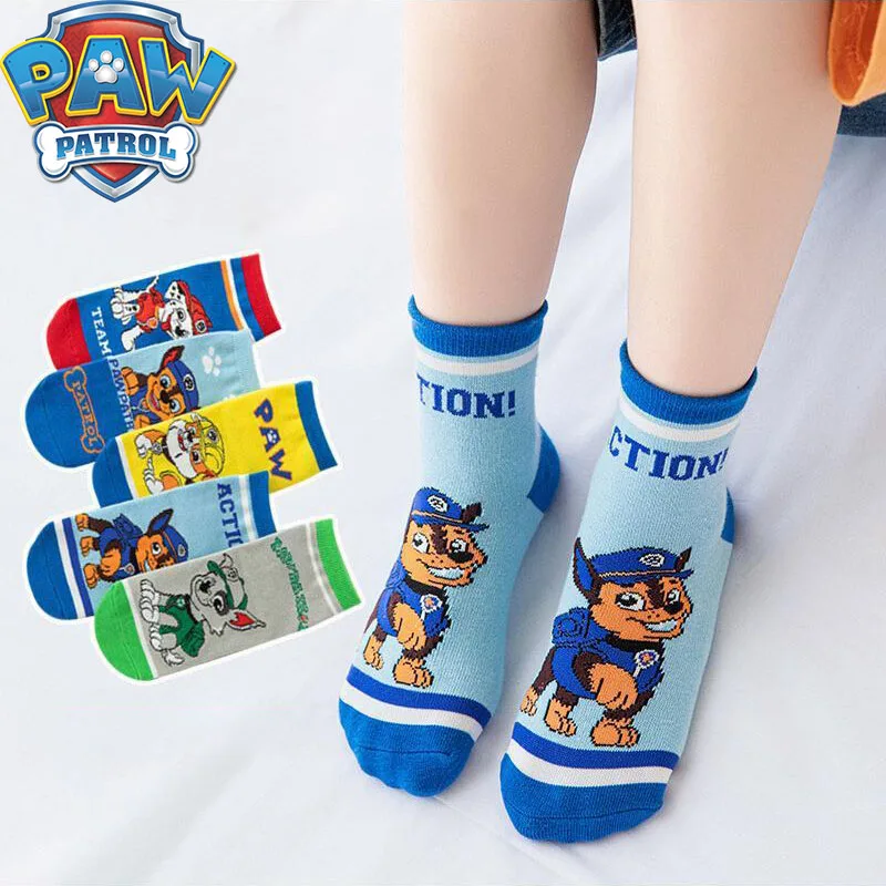 5 Pairs Paw Patrol Kids Socks Cotton Boys Cute Cartoon Socks for Children Baby Casual Socks Autumn Soft Clothing Accessories New