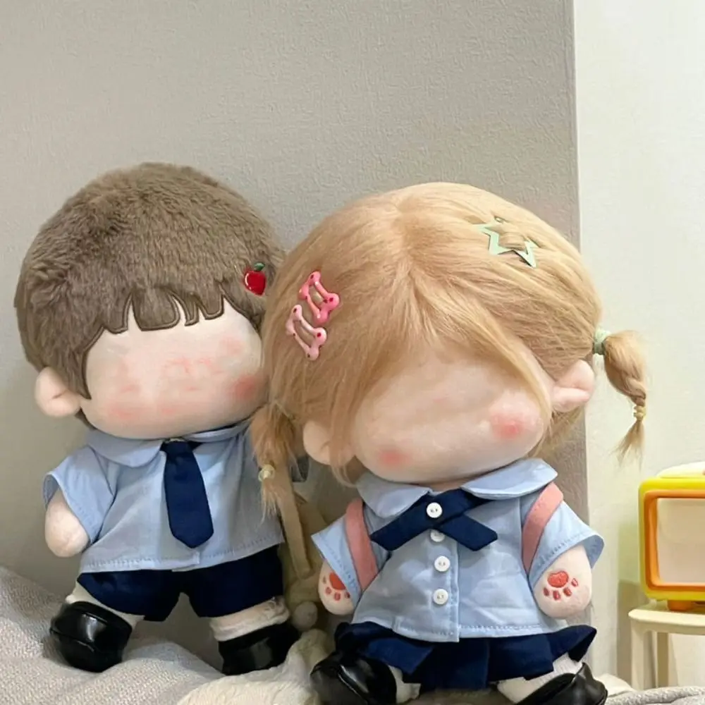 20cm Doll Clothes Blue Playing House Miniature School Uniform Cosplay Changing Dress Game Blouse Skirt Suit Cotton Stuffed Doll