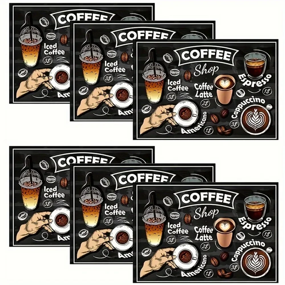 Coffee Machine Water Absorbing And Draining Mat,Counter Tableware Drying Mat, Diatom Mud Kitchen Placemat,Coffee Printed Mat